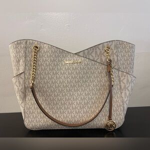 Michael Kors White and Brown Purse